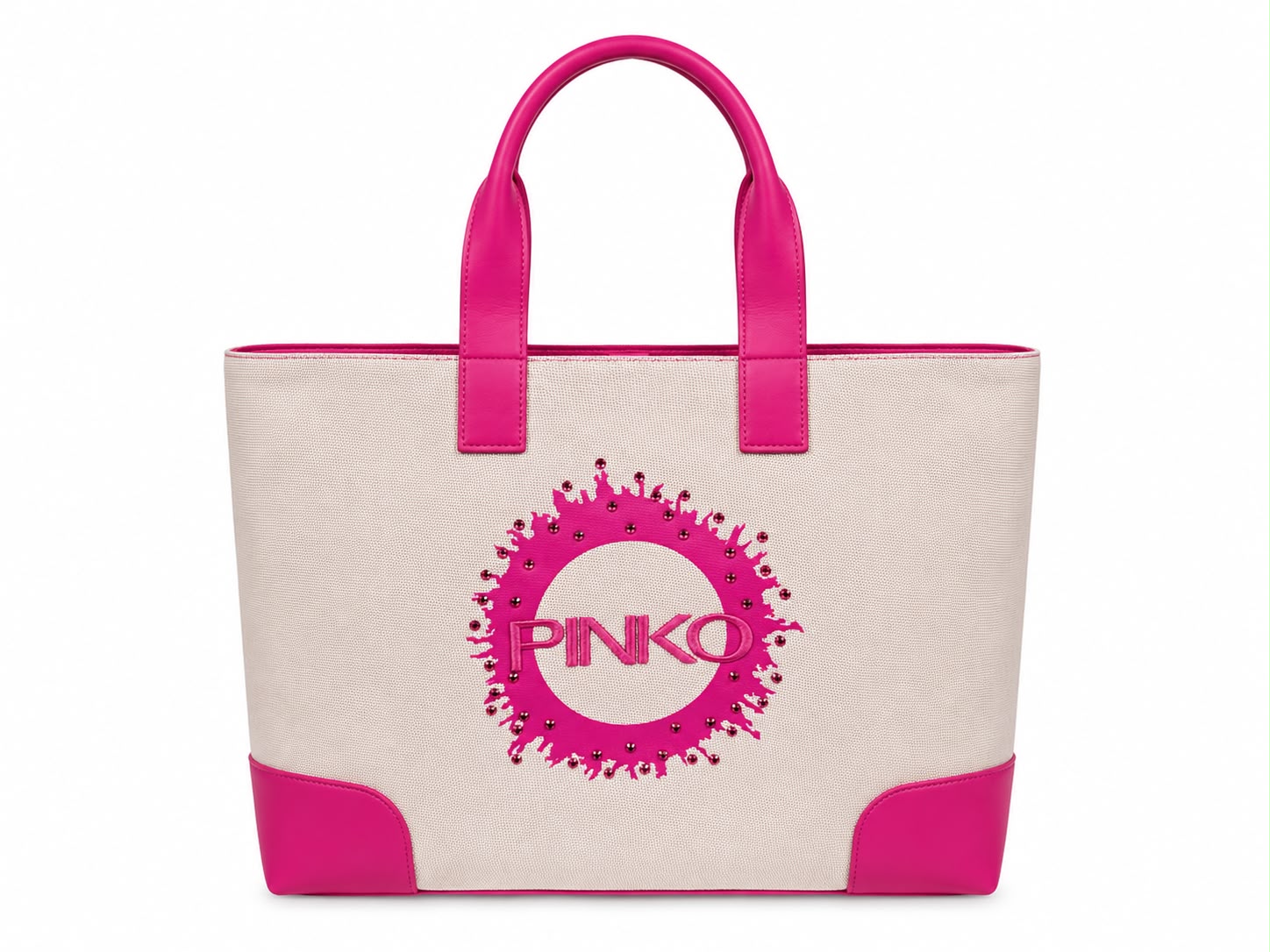 BORSA PINKO TRIGNO SHOPPER CANVAS E PELLE